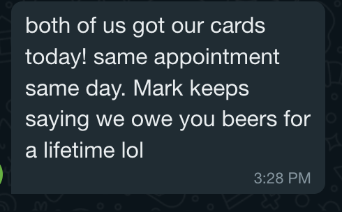 Client WhatsApp message